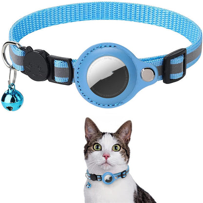 Striped Nylon Cat Collar With Waterproof Air Tag Reflective Case