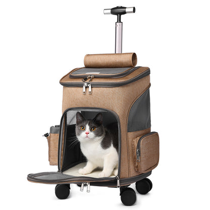 Portable Folding Trolley Cat Backpack With Wheels