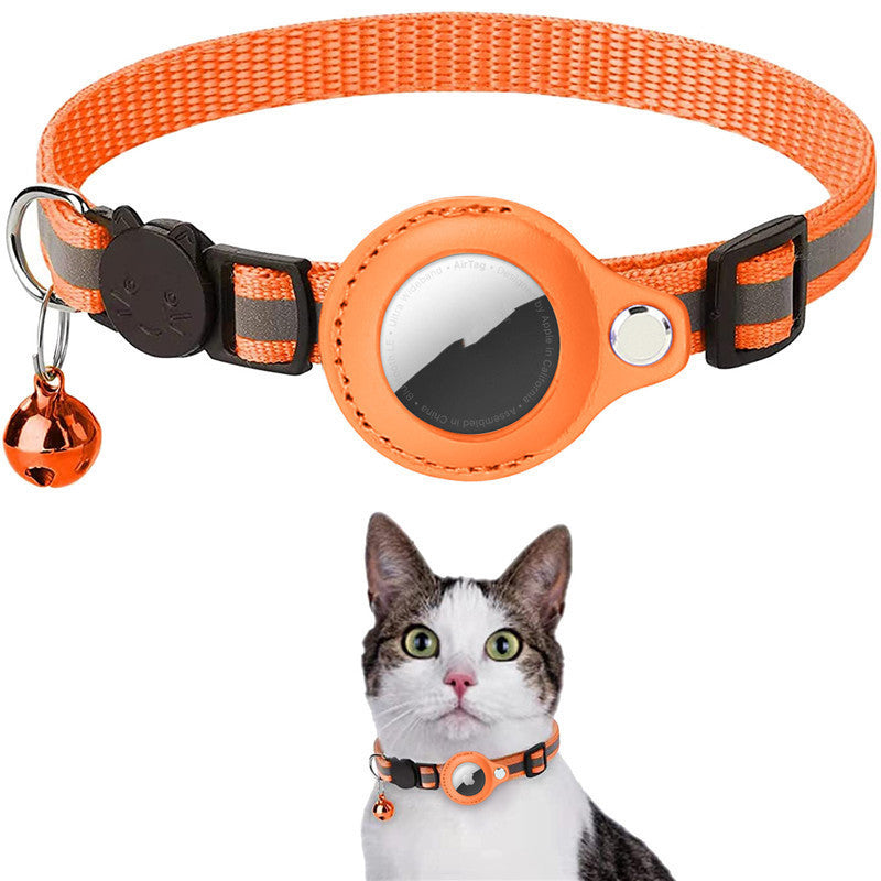 Striped Nylon Cat Collar With Waterproof Air Tag Reflective Case