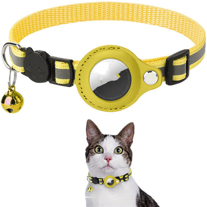 Striped Nylon Cat Collar With Waterproof Air Tag Reflective Case