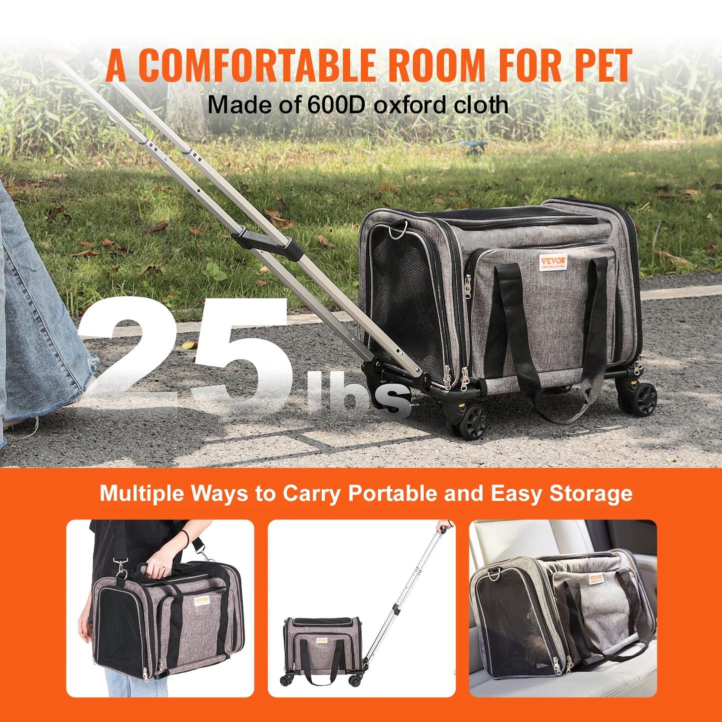 Breathable Cat Carrier Backpack With Wheels
