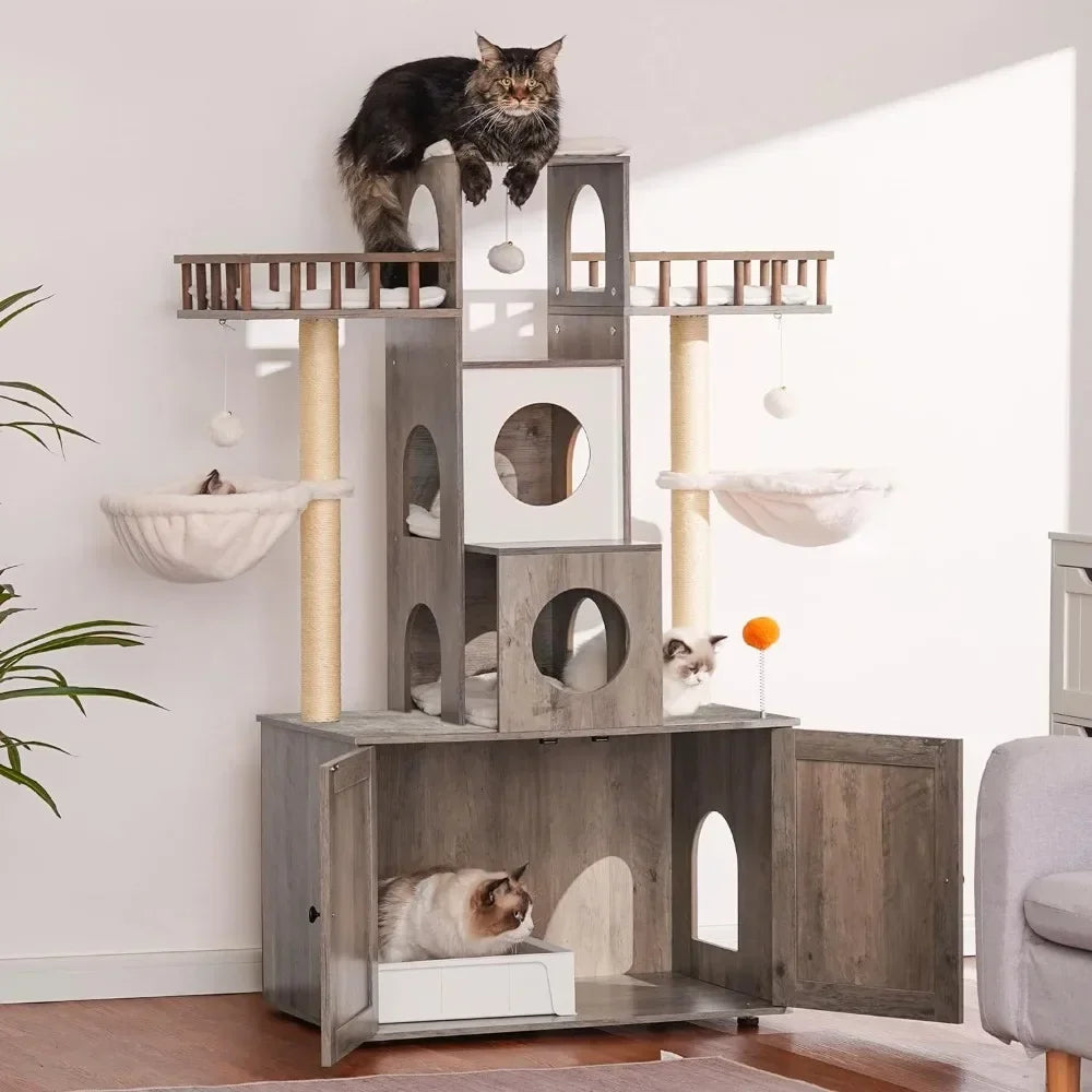 Cat Tree With Litter Box Enclosure