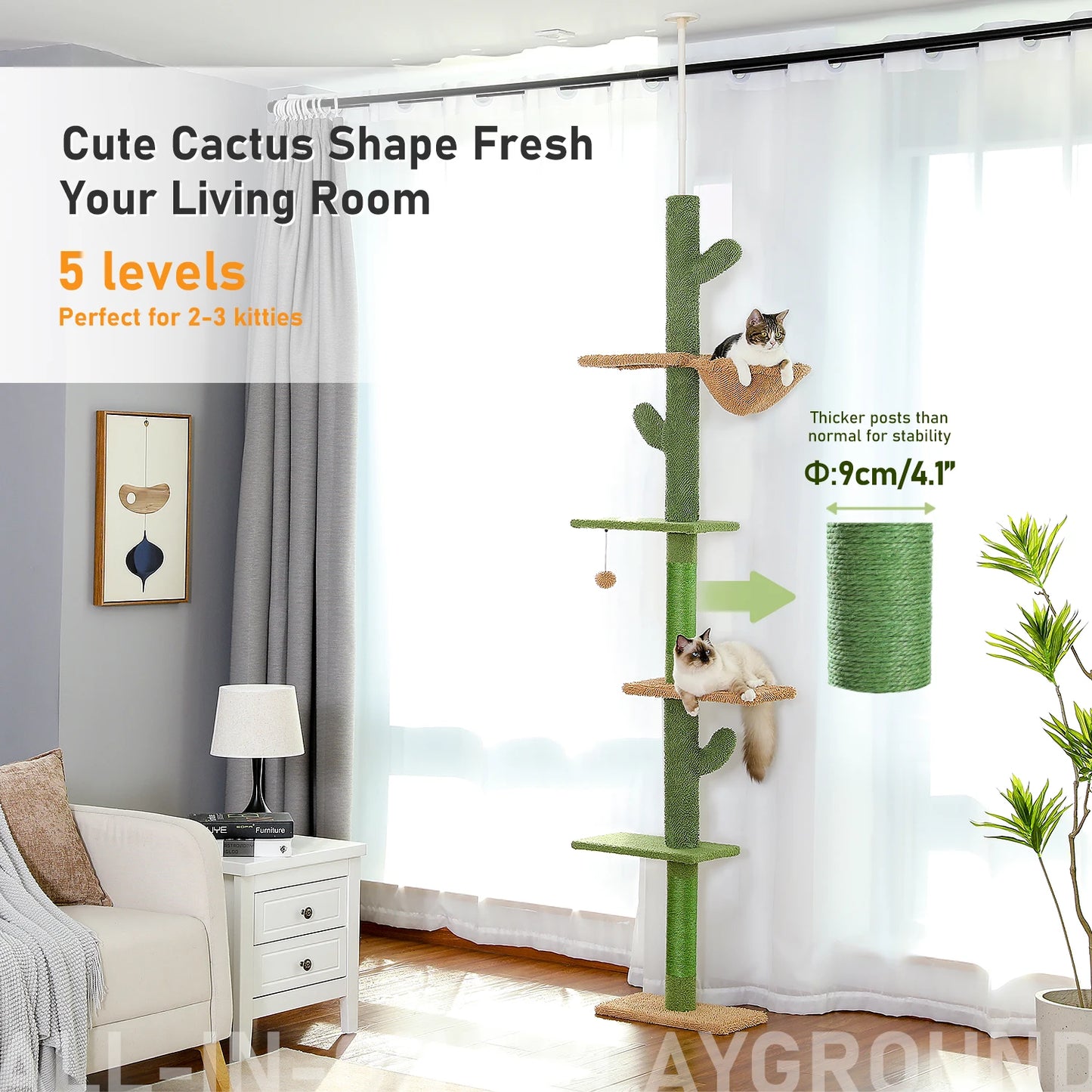 Adjustable Height Cactus Cat Tree