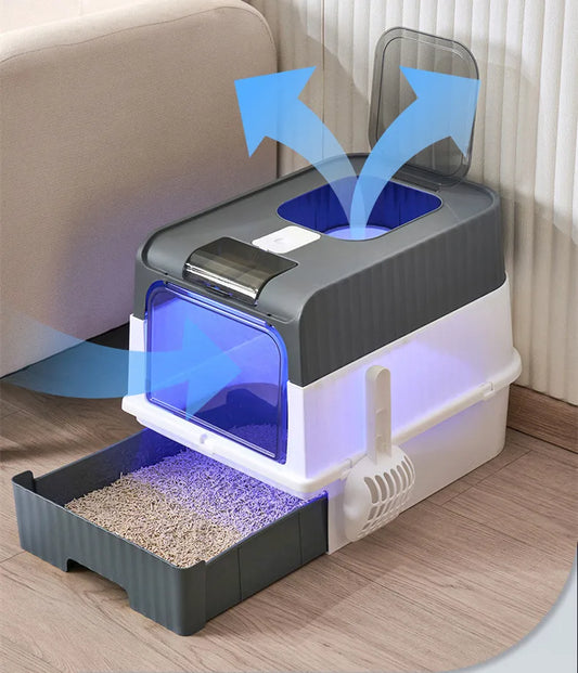 Cat Litter Box With Deodorizing Accessories