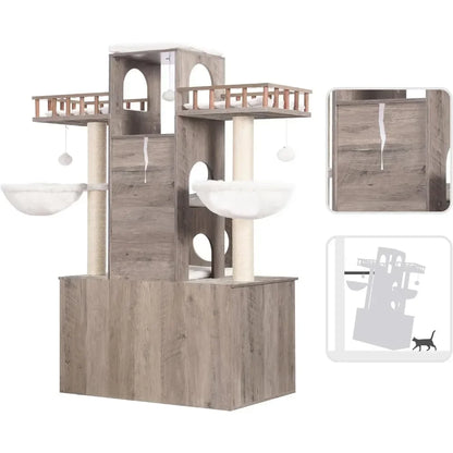 Cat Tree With Litter Box Enclosure