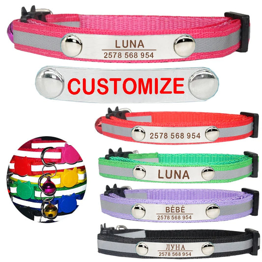 Custom Reflective Cat Collar With Personalized ID