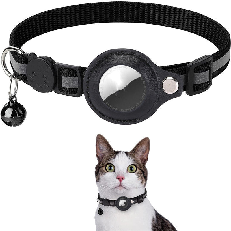 Striped Nylon Cat Collar With Waterproof Air Tag Reflective Case