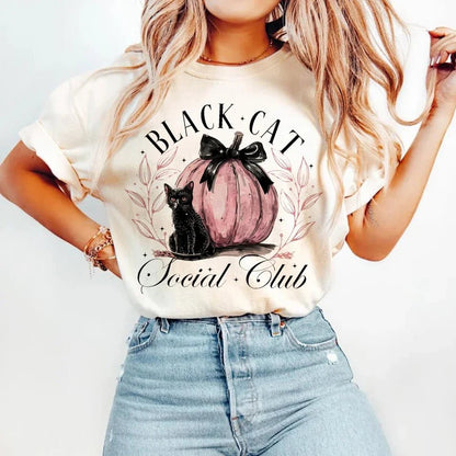 "Black Cat Social Club" Halloween Tee - The Cat Mom Shop