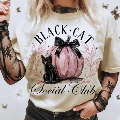 "Black Cat Social Club" Halloween Tee - The Cat Mom Shop