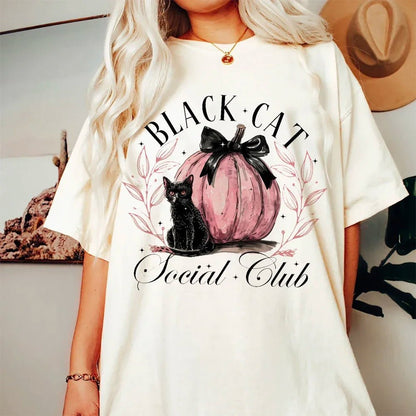 "Black Cat Social Club" Halloween Tee - The Cat Mom Shop