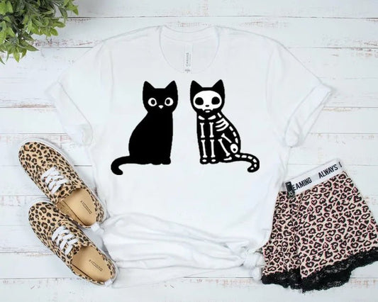 Black Skele - Cat Halloween Women's T - Shirt - The Cat Mom Shop