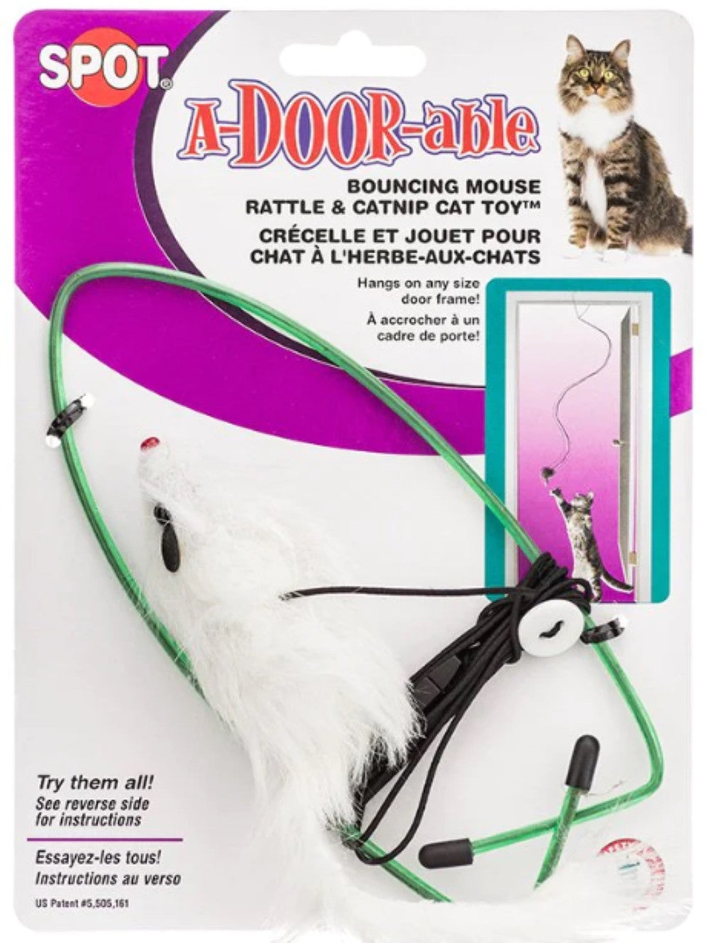 Spot A-Door-Able Bouncing Mouse Rattle and Catnip Mouse Cat Toy-0