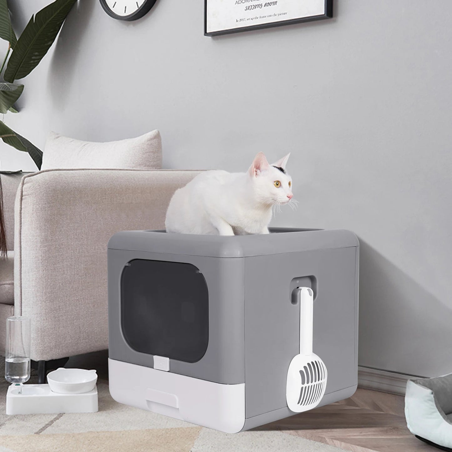 Foldable Cat Litter Box With Scoop Drawer - The Cat Mom Shop