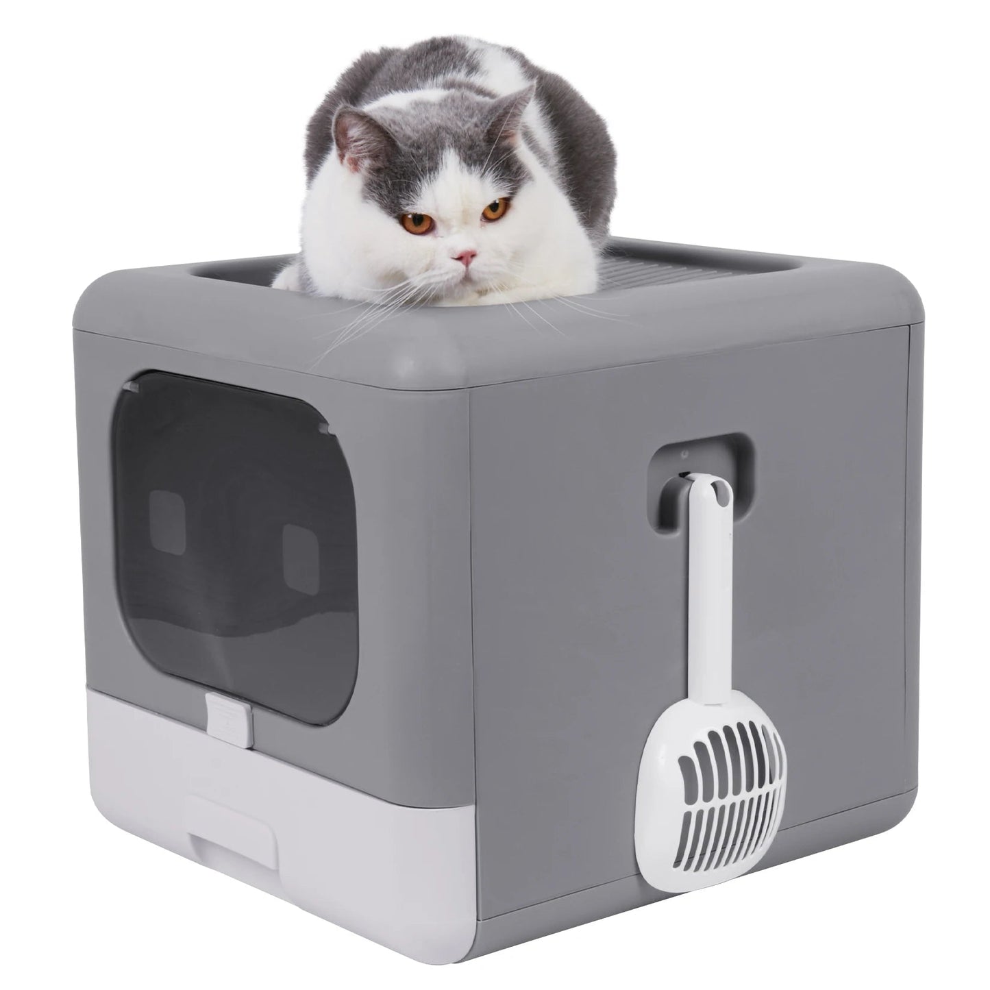 Foldable Cat Litter Box With Scoop Drawer - The Cat Mom Shop