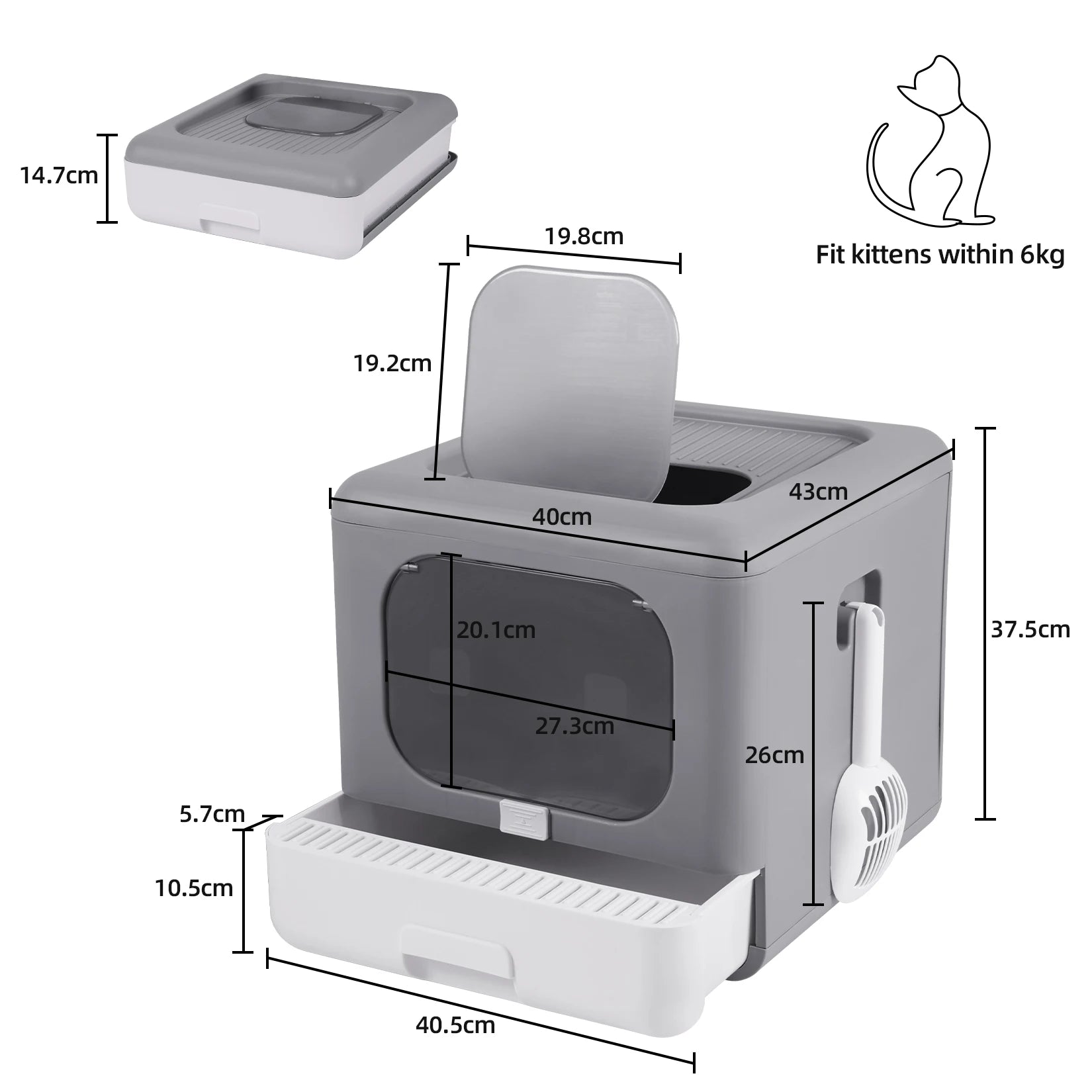 Foldable Cat Litter Box With Scoop Drawer - The Cat Mom Shop