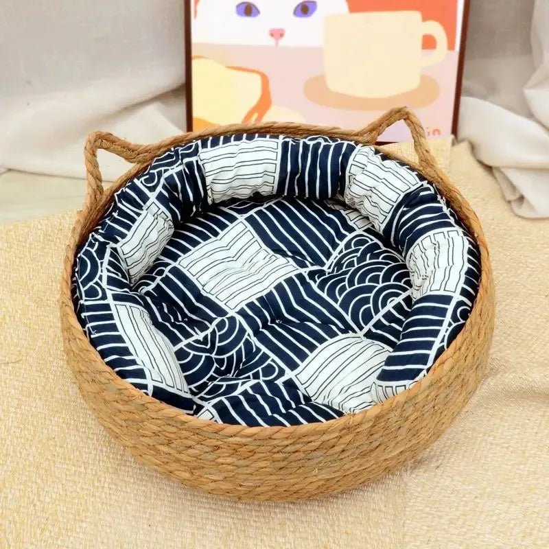 Rattan Weave Cat Bed Basket - The Cat Mom Shop