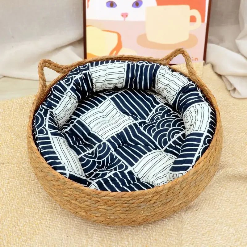 Rattan Weave Cat Bed Basket - The Cat Mom Shop